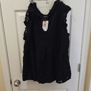 Torrid New Black Lace V-Neck Babydoll Top Sz 3